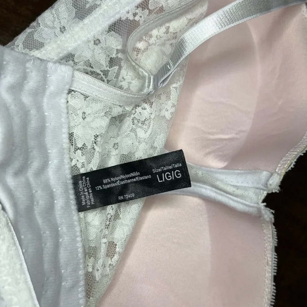 Rene Rofe white lace long flowy push up bralette sz large - Picture 3 of 3